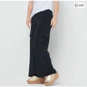 Lisa Rinna Collection Black Dress Wide-Leg Pants with pockets